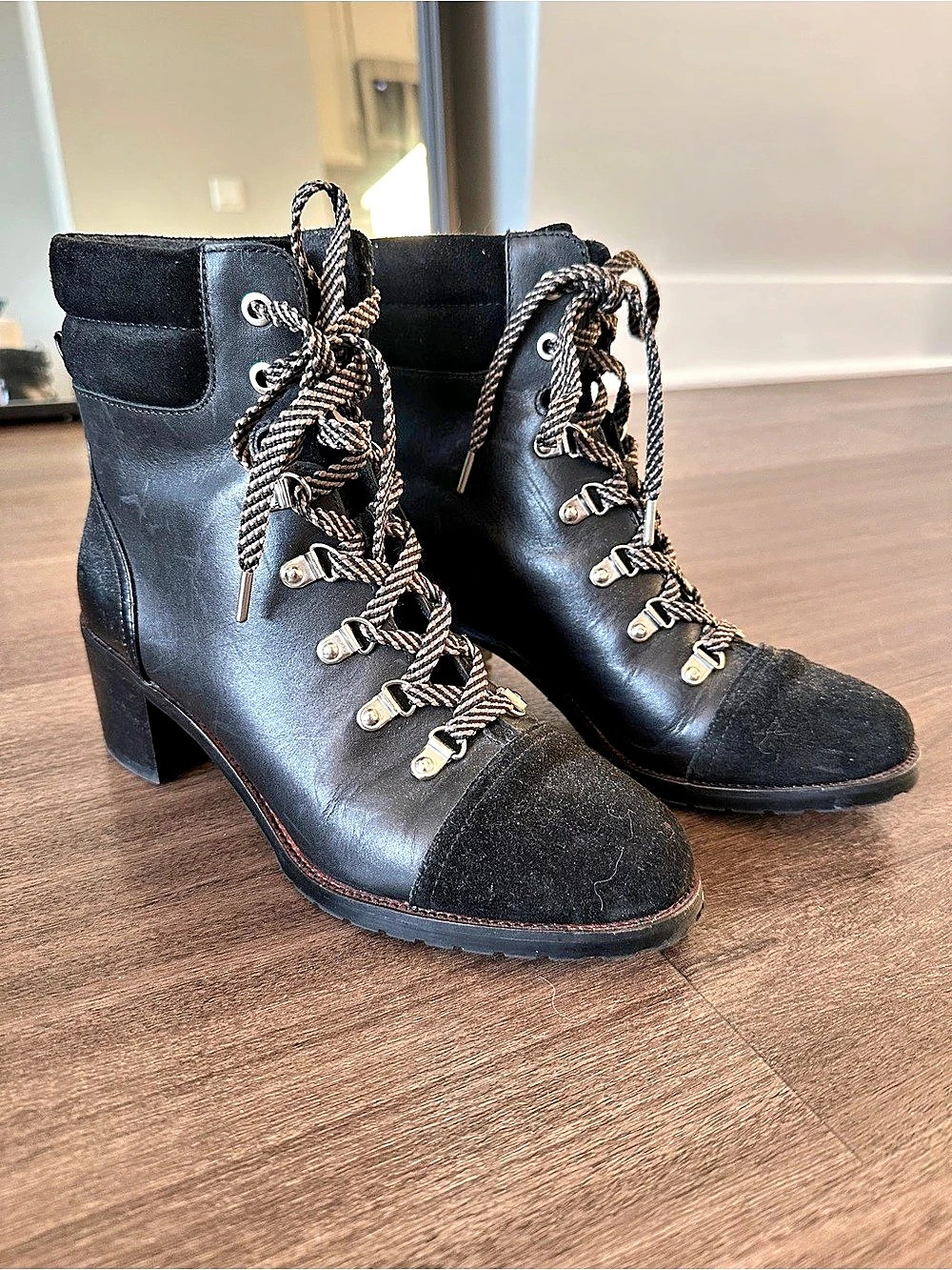 Sam Edelman Black Leather Ankle Combat Boots US 8.5